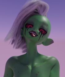 3d disney green_skin lewdness lord_dominator nude_female pose red_eyes rude teen wander_over_yonder white_hair