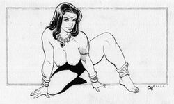 a_princess_of_mars all_fours barsoom breasts dejah_thoris female female_only frank_cho front_view human jewelry john_carter_of_mars monochrome nude solo tagme