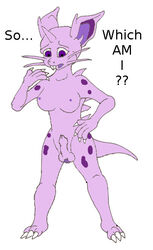 claws feral futanari intersex nidoran nidoran♀ nude pokemon purple_body shiny_nidoran shiny_nidoran♀ shiny_pokemon white_background