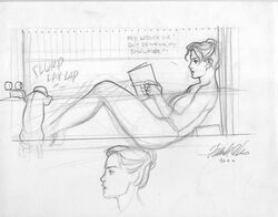 frank_cho jen_(liberty_meadows) liberty_meadows monochrome oscar_(liberty_meadows) rough_sketch tagme