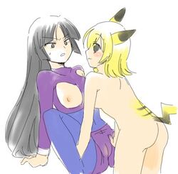 artist_request breasts female human humanized_pokemon moemon multiple_females multiple_girls nintendo nipples pikachu pokemon sabrina_(pokemon) tagme