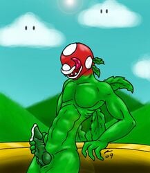 1boy artist_request clouds dendrophilia green_penis green_skin handjob licking_lips male male_only mario_(series) nintendo no_humans penis piranha_plant precum smooth_skin solo super_mario_bros. tagme tongue_out