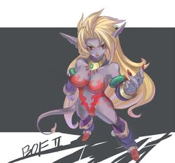 animal_ear boots breasts breath_of_fire breath_of_fire_ii gloves jewelry katt necklace nude pointy_ears purple_skin red_eyes rinpoo_chuan sumith tail