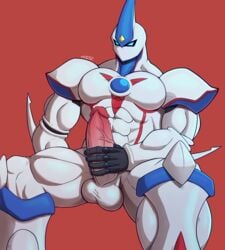 absurd_res armor balls big_balls big_penis e-zoid elemental_hero_neos genitals hi_res huge_cock human konami male male_only mammal masturbation muscular penis simple_background sitting solo stroking_penis yu-gi-oh!