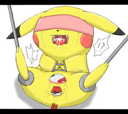 anal anal_insertion anthro anus blindfold bondage bound color egg female female_only front_view fur furry gag insertion medical_gag nintendo open_mouth_gag pikachu poke_ball poke_ball_insertion pokemon pussy solo tape tongue vaginal_insertion what yellow_fur