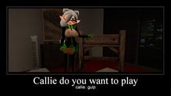 3d bdsm_gear bodysuit breasts female fetish_wear garry's_mod implied_incest marie_(splatoon) motivational_poster paddle solo splatoon text torture_rack