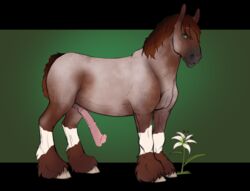 absurd_res angellsview3 animal_genitalia animal_penis equid equine equine_penis feral flower genitals hi_res horse male male_only mammal penis plant simple_background solo