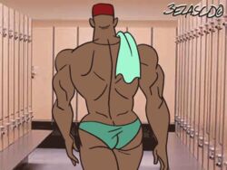 animated ass ass_focus belascocomix dark-skinned_male locker_room male_only