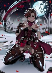 1girls areolae big_breasts breasts female female_only large_breasts masturbation nipples pussy ruby_rose rwby solo stevechopz