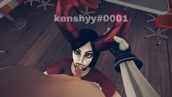 1girls 3d alternate_costume black_lipstick blowjob clothed clothed_female clothing cum_drip cum_in_mouth cum_inside cum_on_face cumdrip deep_blowjob deepthroat deepthroat_hug demon demon_girl demon_haze_(fortnite) demon_horns epic_games eye_contact eyes_rolling_back fortnite fully_clothed fully_clothed_female haze_(fortnite) hazel_eyes horn_grab kenshyy kneeling narrowed_eyes oral oral_sex pov seductive_eyes seductive_mouth succubus tagme throat_fuck