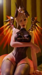 1girls 3d alternate_costume beastsnthings blizzard_entertainment blonde_hair demon_girl demon_tail devil_mercy eyelashes eyeshadow fangs female horns looking_at_viewer mercy naughty_face overwatch pale_skin red_eyes red_lipstick slim teeth tied_hair tongue tongue_out vampire_teeth video_games wings