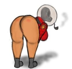 1girls ass big_ass big_breasts blush brown_skin cosmiccrunch cute female female_only fempyro gas_mask gasmask helmet leaning leaning_forward leaning_over pipe pyro pyro_(team_fortress_2) smoking smoking_pipe solo source_request team_fortress_2 valve valve_(company)