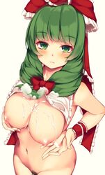 1girls after_paizuri big_breasts blush cum cum_on_breasts cum_string female kagiyama_hina maremay0513 tagme touhou