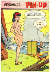 1boy 1girls archie_andrews archie_comics ass betty_and_veronica breasts clothed_male_nude_female comic easel female male moriartyhide nipples nude nude_female nude_model nude_modeling outdoors public_nudity sideboob tagme veronica_lodge