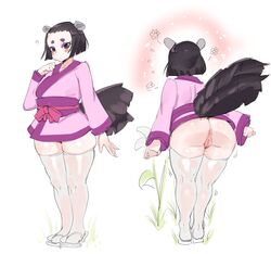 bagubaki big_ass kimono tagme tail thick_thighs