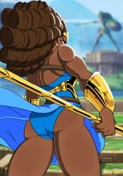 1girls african african_female alternate_version_at_source anonymous_artist ass big_ass collaboration colored dark-skinned_female dark_skin dc female multiversus nubia_of_themyscira_(zahavah) solo spakka5 spear weapon wonder_woman_(series)