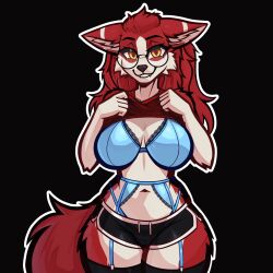 anthro canine female female_anthro female_focus female_only flashing garter_belt garter_straps lingerie
