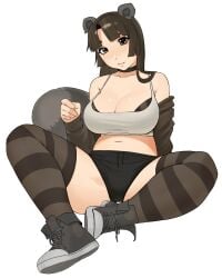 1girls 2d 2d_(artwork) 2d_artwork adult adult_female animal_ears animal_tail background belly belly_button big_boobs big_breasts black_footwear black_legwear black_shoes black_shorts black_stockings black_thigh_highs black_thighhighs breasts brown-eyed_female brown-haired_female brown_eyes brown_hair busty busty_female busty_girl calves character_request cleavage closed_mouth_smile collarbone copyright_request digital digital_art digital_drawing digital_drawing_(artwork) digital_media digital_media_(artwork) drawing eyebrows_visible_through_hair female female_focus female_only fingers footwear full_body groin head_tilt inner_thighs knees large_boobs large_breasts lean_figure legs legs_apart legs_spread legwear light_smile long_hair looking_at_viewer mature mature_female mature_woman midriff monotone_background narrow_waist navel one_color_background plain_background portrait shoes shorts shoulders sitting slender_body slender_waist slight_smile slim_female slim_waist smile smiley_face smiling smiling_at_viewer solid_color_background solo spread_legs spreading_legs spreading_thighs stockings tank_top thick_thighs thigh_highs thighhighs thighs tilted_head topwear white_background white_tank_top white_topwear woman yirtios