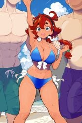 1girls 2boys ass balls beach big_ass big_balls big_boobs big_breasts big_butt big_cock big_hips big_nipples big_penis big_thighs big_tits bikini bikini_bottom bikini_top blue_eyes boobs breasts butt cock curvy curvy_body curvy_female curvy_figure curvy_hips curvy_thighs erect_penis erection erection_under_clothes erection_under_clothing gigantic_balls gigantic_cock gigantic_penis gundam gundam_suisei_no_majo hips huge_ass huge_balls huge_boobs huge_breasts huge_butt huge_cock huge_hips huge_nipples huge_penis huge_thighs huge_tits imminent_sex massive_balls massive_cock massive_penis medium_ass medium_boobs medium_breasts medium_butt medium_tits muscular muscular_male nipples penis red_hair redhead redhead_female suletta_mercury taller_male thick_thighs thighhighs thighs tits toned toned_body toned_male wide_hips wide_thighs yakumo_ryoujin