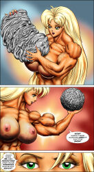 abs biceps blonde_hair breasts dcmatthews female hair long_hair muscles muscular muscular_arms muscular_female nipples pecs