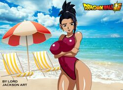 big_breasts black_hair dragon_ball dragon_ball_super female female_only kale long_hair lord_jackson_art saiyan solo solo_female solo_focus swimsuit