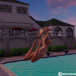 3d ass blender breasts fortnite joni_(fortnite) jump jumping naked naked_female nofapkes nsfw nude nude_female pool rule34 summer sunset