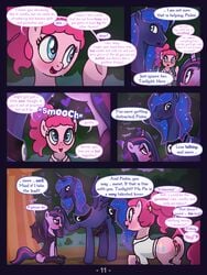 3:4 animal_genitalia animal_penis anus ass blush comic dialogue english_text equid equine_penis erection female feral friendship_is_magic furry genitals hi_res larger_male male mammal my_little_pony page_11 penis pinkie_pie_(mlp) prince_artemis_(mlp) princess_luna_(mlp) pussy rule_63 size_difference smaller_female straight syoee_b text twilight_sparkle_(mlp)