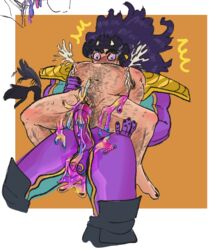 1boy 1cuntboy balls black_hair body_hair cow_ears cow_horns cow_tail cum cum_drip cum_on_body cumshot cuntboy cuntboy_lactation cuntboy_penetrated diamond_is_unbreakable ejaculation erection hairy hairy_male hairy_pussy intersex jojo's_bizarre_adventure jotaro_kujo lactation male male_on_cuntboy male_penetrating mastectomy_scar messy nude penis spicyzawa stand_(jjba) standcest star_platinum tail_wagging