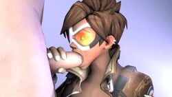 1boy 1girls 3d animated blowjob brown_eyes brown_hair deepthroat eyeshadow fellatio female fringe kneeling looking_at_viewer masteraaransfm no_sound oral overwatch short_hair source_filmmaker straight tagme throat_barrier tracer video yellow_eyes