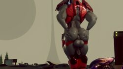 1boy 3d alien anus armor ass backsack balls big_balls big_butt circumcised clothed clothing genitals halo_(series) hi_res male male_only male_sangheili_(halo) microsoft moreuselesssource moreuselesssource_(artist) muscular muscular_male partially_clothed penis presenting presenting_anus presenting_hindquarters sangheili solo spread_butt spreading tree vehicle video_games xbox_game_studios