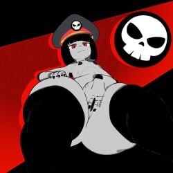 3d huge_thighs lewdssonk robot_commander_(bingbingzi) shortstack thick_thighs topless wide_hips