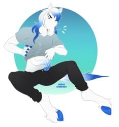 2020 5_fingers anthro blue_hair clothed clothing compass_(artist) digital_media_(artwork) equid equine fingers hair hi_res hooves horse male male_only mammal