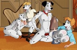 101_dalmatians 6_breasts animal_genitalia animal_penis anita_radcliffe anthro anthro_on_anthro anthro_penetrated anthro_penetrating anthro_penetrating_anthro areola balls big_breasts black_nose blonde_hair bodily_fluids breasts canid canine canis clothed clothing collar dalmatian disney domestic_dog el-loko erection fellatio female footwear fur furniture genitals group hair hi_res huge_breasts humanoid humanoid_genitalia humanoid_penis inside legwear lying male mammal multi_breast multi_nipple nipples nude on_side open_mouth oral penetration penile penile_penetration penis perdita pongo pussy red_hair roger_radcliffe sex shirt sitting socks sofa stockings tears thighhighs tongue tongue_out topwear transformation vaginal_penetration what white_body white_fur