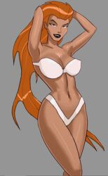 1girls claire_selton curvy dc dc_comics dcau drawingthings12 edit fit fit_female hands_up hourglass_figure long_orange_hair orange_eyes orange_hair red_eyes red_gloves smiling something_unlimited sunsetriders7 superman:_the_animated_series superman_(series) thick_thighs very_long_hair volcana_(dc) white_bikini