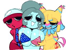 2026 4th_of_july american_flag_bikini bikini brialzebubbie connie_(dandy's_world) dandy's_world gigi_(dandy's_world) smirk sp4gh3tt1 yatta_(dandy's_world)