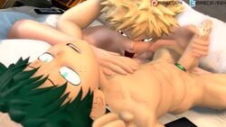 2boys 3d abs animated beige_hair big_penis closed_eyes cum cum_on_penis deku freckles gay green_eyes green_hair hand_on_stomach handjob izuku_midoriya katsuki_bakugou licking_nipples male male/male male_only marcossfm marcovee4 moaning mp4 my_hero_academia no_sound nude pubes pubic_hair sex source_filmmaker spiky_hair teasing tongue tongue_out uncensored video yaoi