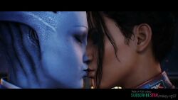 16:9 2girls ai_generated alien_girl animated asari black_bars blue_skin cd_projekt_red clothed_sex crossover cyberpunk_2077 edited electronic_arts girls_only google_gemini grok grok_imagine human_female interspecies kissing liara_t'soni mass_effect mikey-rg97 music panam_palmer passionate_kiss sound space tagme video yuri