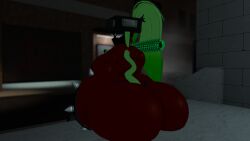 almost_naked almost_nude ass back_view bat_(object) big_ass big_ass_cheeks breast_exposed breasts carrying_object cassette_goon female female_focus female_only female_solo hat holding_object huge_ass huge_asscheeks jaden_riku large_ass large_asscheeks looking_at_viewer looking_back looking_back_at_viewer muscular_female nipples panties sitting sitting_down spiked_legwear thong thong_panties vrchat vrchat_avatar
