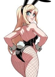 1girls 2026 ass ass_focus blonde_hair blue_eyes breasts bunny_ears bunnysuit cuffs_(clothing) danganronpa danganronpa_2:_goodbye_despair female female_only fishnets hands_on_hips long_hair looking_at_viewer looking_back parta228 pink_lips sonia_nevermind white_background wide_hips