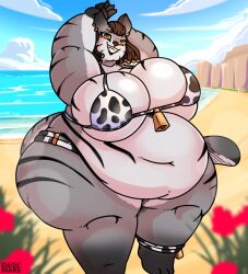 bbw big_breasts bikini breasts cow_print drokmars fat female furry huge_breasts overweight ssbbw tagme thick_thighs wide_hips
