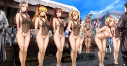 6+girls beatrix_(granblue_fantasy) blonde_hair blue_eyes blue_hair breasts brown_hair censored chain character_request completely_nude daiaru dark-skinned_female dark_skin defeat djeeta_(granblue_fantasy) exhibitionism granblue_fantasy group_picture high_ponytail io_(granblue_fantasy) katalina_(granblue_fantasy) large_breasts long_hair lyria_(granblue_fantasy) mosaic_censoring multiple_girls narmaya_(granblue_fantasy) nipples nude ponytail public_indecency pussy rosetta_(granblue_fantasy) short_hair standing twintails vira_(granblue_fantasy) zeta_(granblue_fantasy)