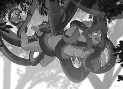 absurd_res ariel_(the_little_mermaid) bad_end barefoot black_and_white breasts captured captured_heroine defeated feet foot_fetish hypnosis hypnotic_eyes hypnotized kaa kaa_eyes kidetic kusujinn mind_control naked naked_female smile smiling snake tickle_torture tickling tickling_feet tits topless topless_female touching_breast