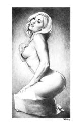 1girls 2019 ass big_ass big_breasts breasts female galatea_(mythology) greek_mythology nude realistic solo tagme_(artist) traditional_media_(artwork)
