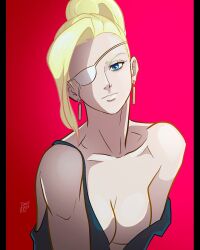 1girls big_breasts blonde_hair blue_eyes breasts king_of_fighters large_breasts light_skin light_skinned_female mature_(kof) medium_hair pale_skinned_female