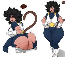 1girls armor big_ass big_breasts blood_stain body_armor bodysuit boots dialogue dragon_ball dragon_ball_z female gloves jj_fuki julia_(fokii) oc rule_63 sayian speech_bubble tail torn_clothes