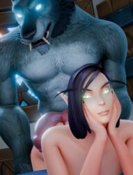 1boy 1boy1girl 1girl 3d bob_cut breasts canine canine_genitalia canine_penis canis dark_hair elf_ears elf_female elf_girl female furry furry_male furry_on_human gray_eyes high_elf horny horny_female knot knotted_penis male/female nipples nude nude_female pussy roleplay_character solo werewolf worgen worgen_male world_of_warcraft