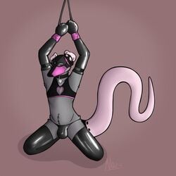 1:1 animal_mask bondage bound clothing didelphid gloves handwear hi_res hypnosis latex_gloves latex_stockings male male_only mammal marsupial mask mind_control panties_bulge pup_mask solo