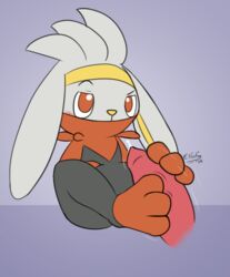 2019 3_toes ambiguous_gender blush bodily_fluids cum duo ellistia erection feet foot_fetish foot_play footjob genital_fluids genitals hi_res lagomorph leporid mammal nintendo paws penis pokémon_(species) pokemon rabbit raboot red_eyes sex signature simple_background solo_focus toes two-footed_footjob unimpressed video_games