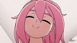 animated barefoot bouncing_breasts cute female green_eyes kaynimatic pink-haired_girl_(kaynimatic) pink_hair pov pov_eye_contact smile sweater vananimation wholesome