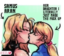 2girls blonde_female blonde_hair blonde_hair_female blue_lipstick blush blush_lines closed_eyes daughter eviltqf family french_kiss french_kissing green_background incest incest_play incestuous_fantasy kissing lesbian_kiss light-skinned_female light_skin lips lipstick long_hair making_out metroid metroid_dread metroid_fusion mother mother_and_daughter multiple_girls nintendo oc original_character original_characters ponytail samus_aran samus_aran_(cosplay) super_metroid super_smash_bros. tongue tongue_kiss white_background white_skin yuri zero_suit zero_suit_samus